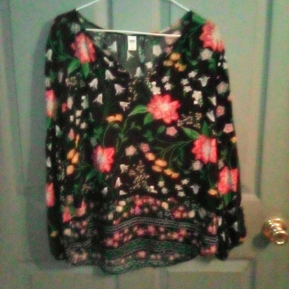 Old Navy Black Floral Blouse